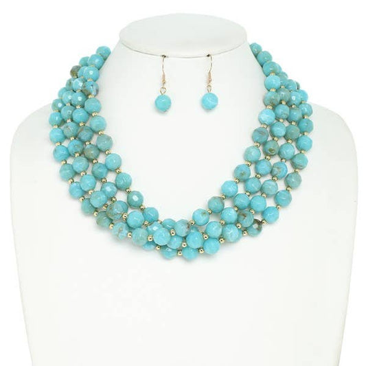 Multi Strand Natural Gemstone Necklace
