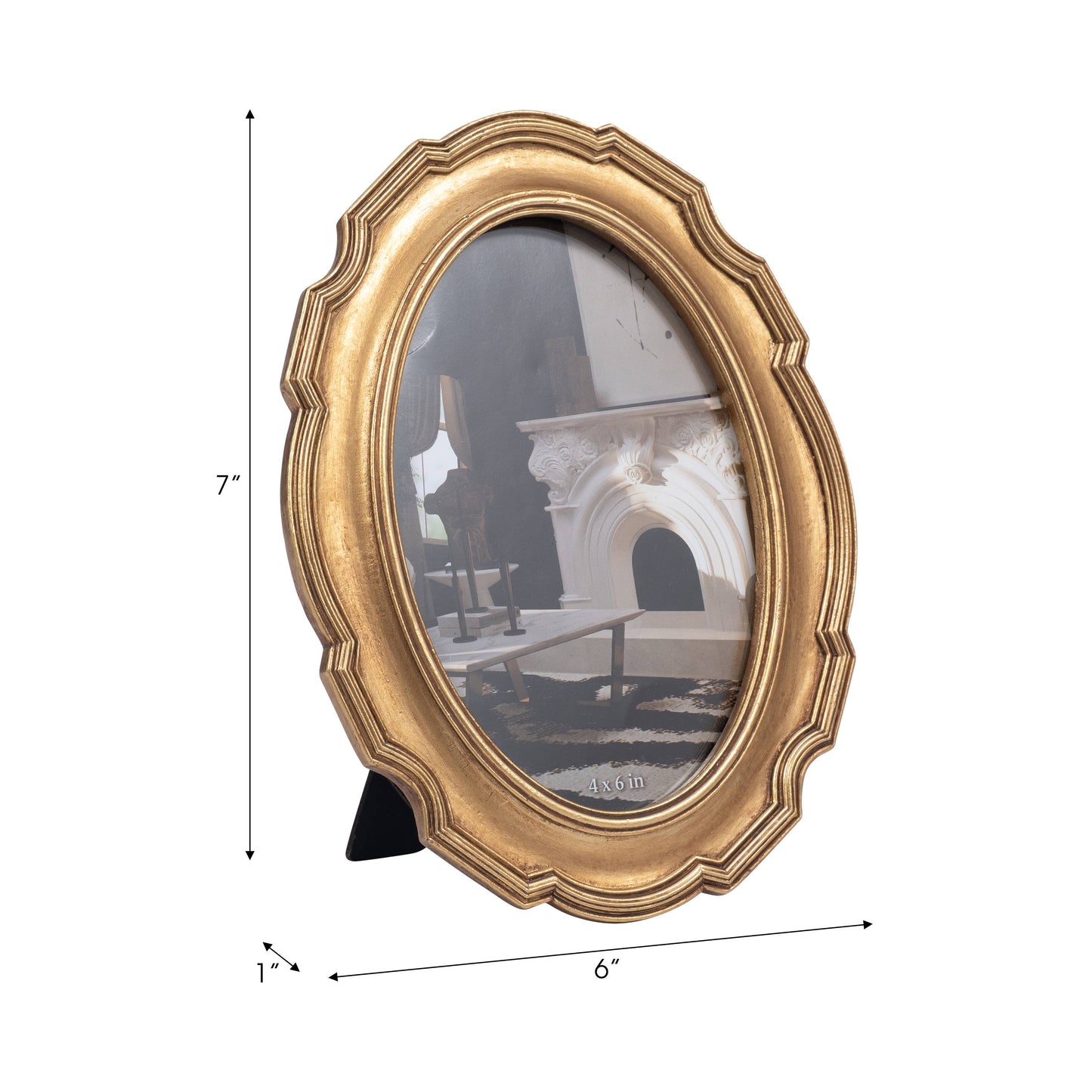 4x6 Gold Polyresin Round Vintage Style Photo Frame