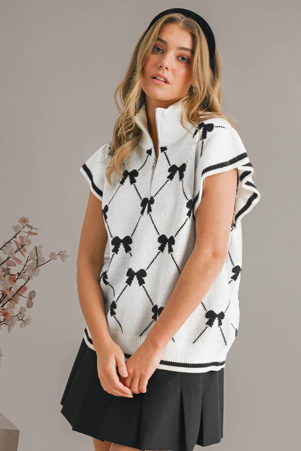 Bow Zipper Sweater