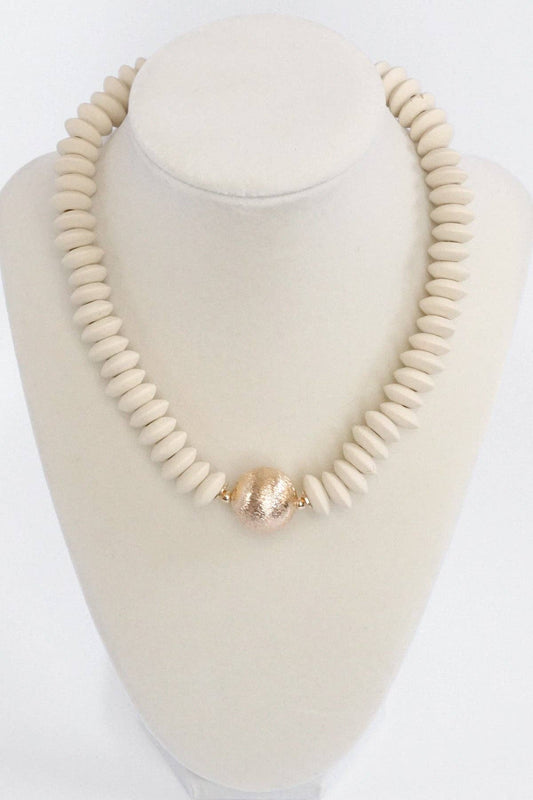 Wooden Bead Short Statement Necklace