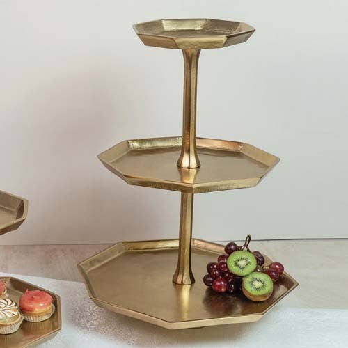 Gilded Octagon Tiered Stand
