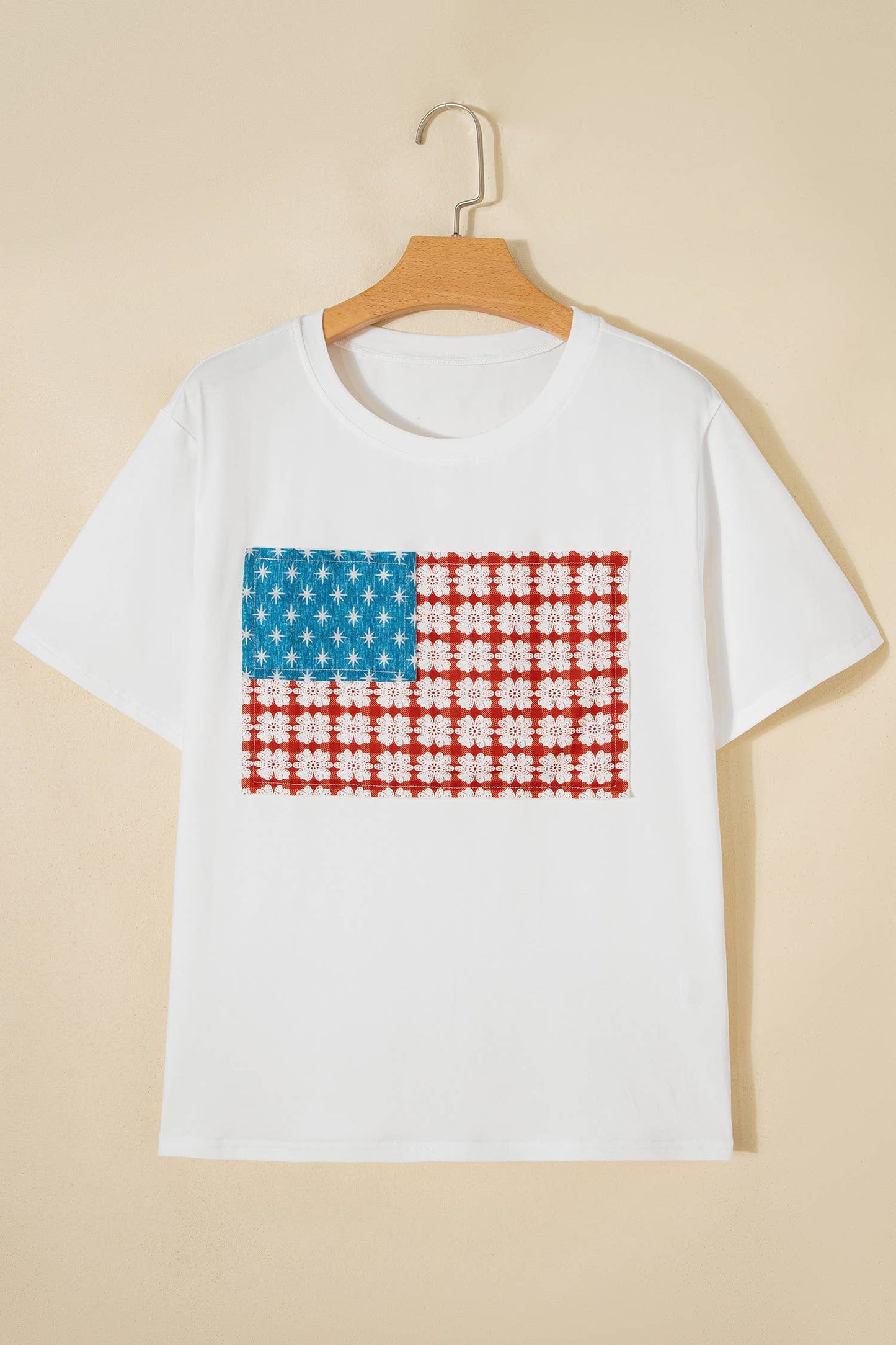 LDC Embroidered Patch Flag Casual T Shirt