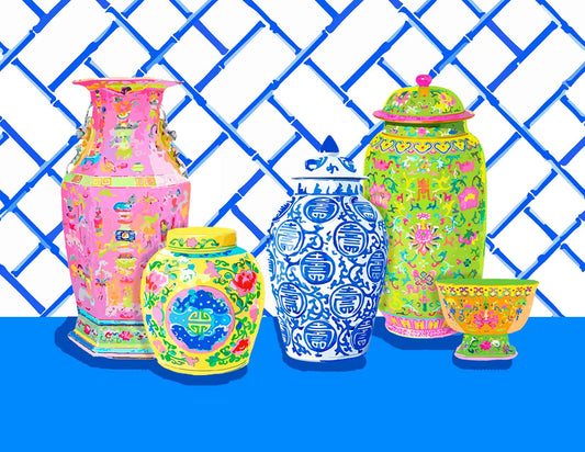 Haute Chinoiserie Folded Note Cards, Sapphire