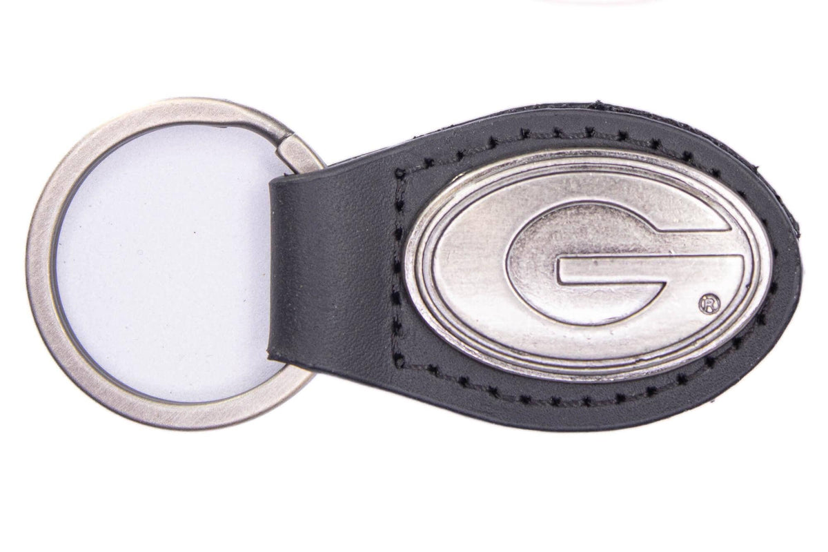 Georgia Bulldogs Oval Leather Key Fob