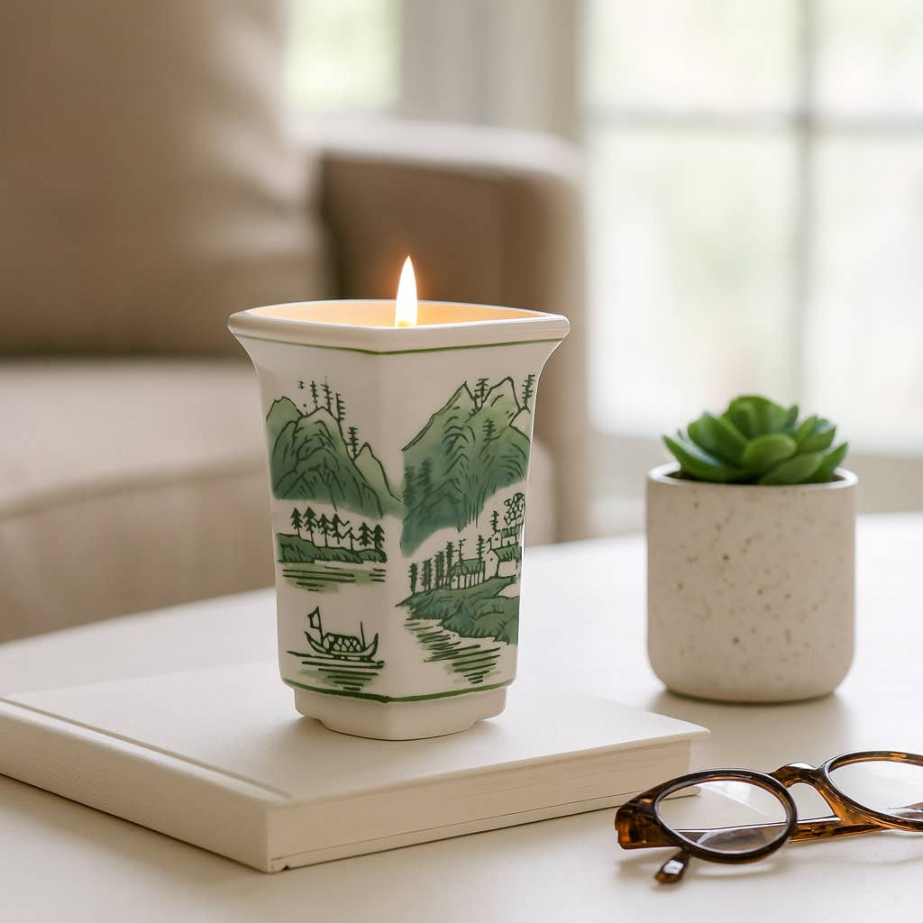 6 oz Green Cermaic Sage & Eucalyptus Candle