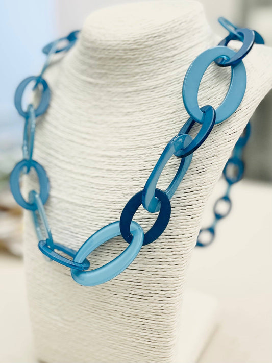 CHIC - Long Looped Necklace (blue) NK543