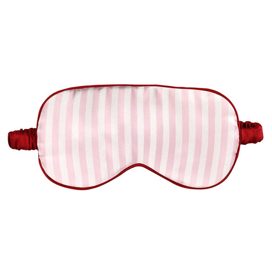 Sleep Mask in Ornament - Light Pink Stripe + Burgundy Trim