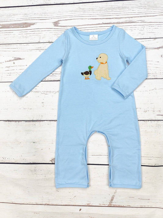 Boy Dog Duck Appliqué Romper
