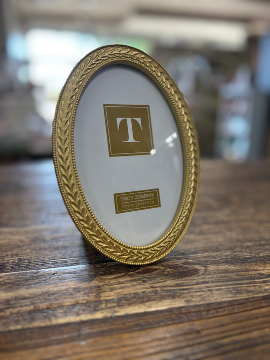 Two's Comapny 4x6 Gold Oval Frame