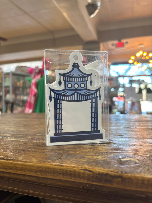 Blue Pagoda Die Cut Gift Tags