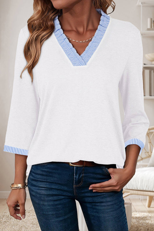 LDC Shift  Striped Three Quarter Length Sleeve T-Shirts