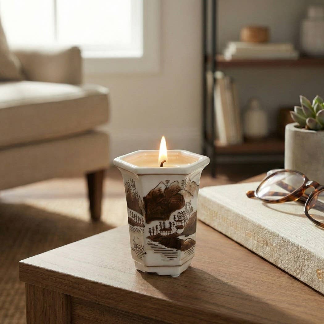 6 oz Brown Cermaic Sage & Eucalyptus Candle