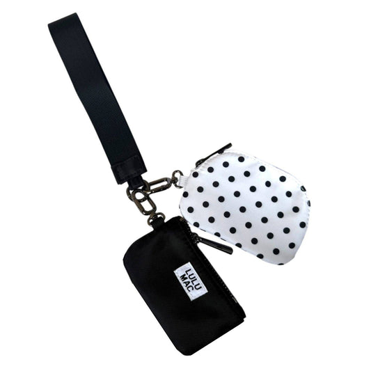 Lulu Mac Black and White Polka Dot Wristlet Wallet Set