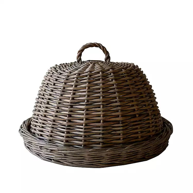 Wicker Serving Tray with Dome Cover