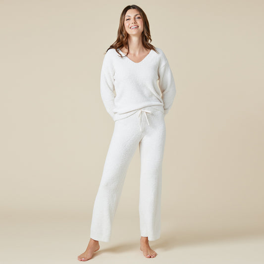 Softies Solid Marshmellow V-Neck Set- Almond