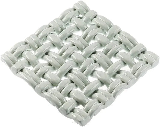 Skyros 8" Hand Woven Trivet - Sheer Blue