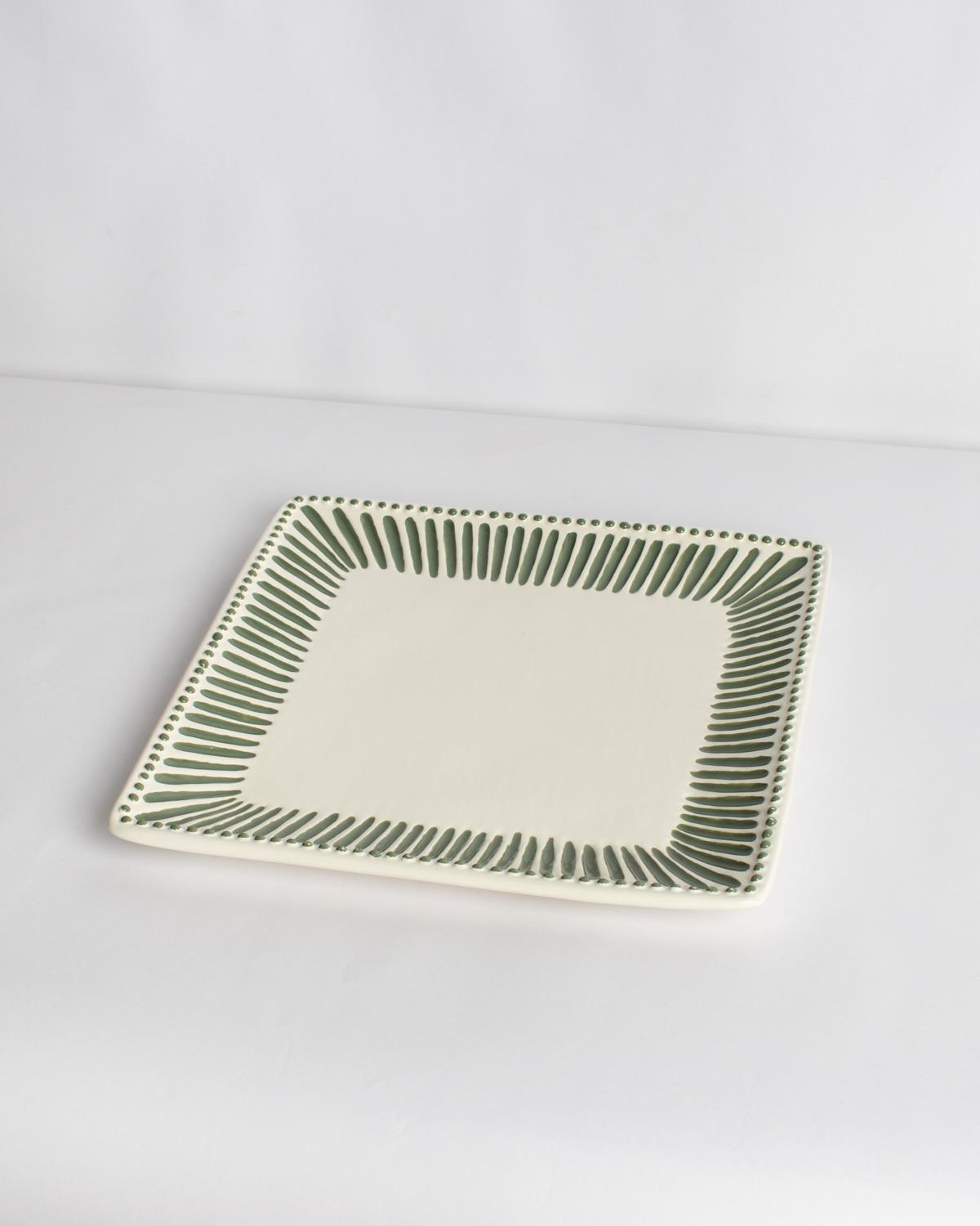 Ava Square Platter White/Green