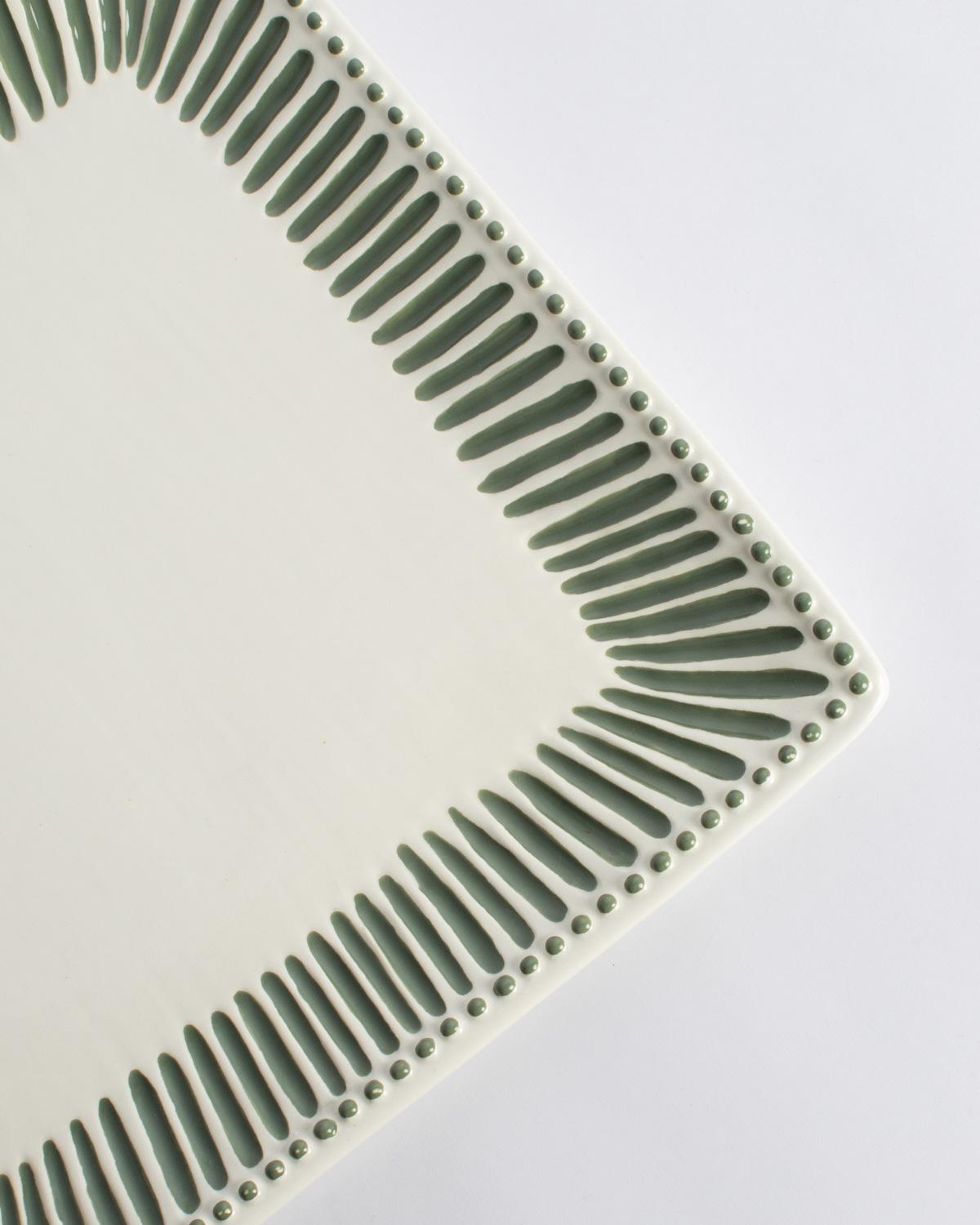 Ava Square Platter White/Green