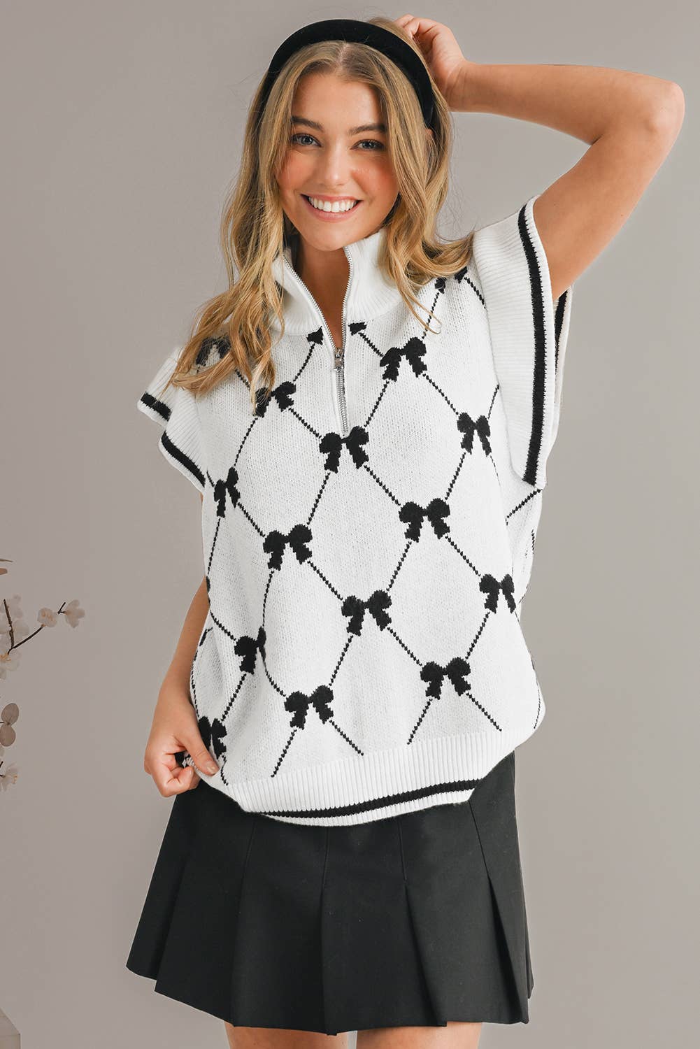 Bow Zipper Sweater