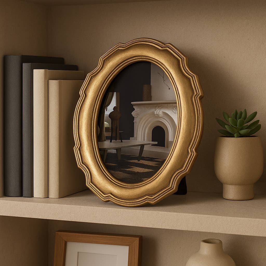 4x6 Gold Polyresin Round Vintage Style Photo Frame
