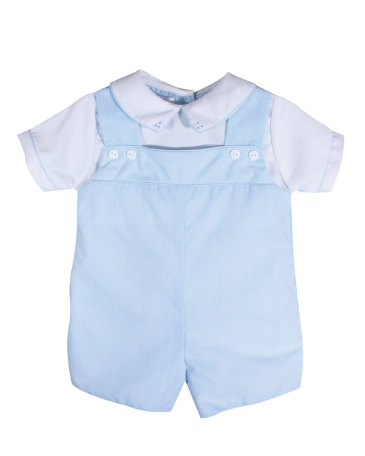 Blue Gingham Romper with Embroidery