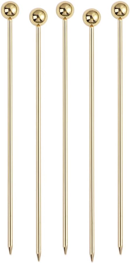 Stainless Steel Food Picks, Gold Finish