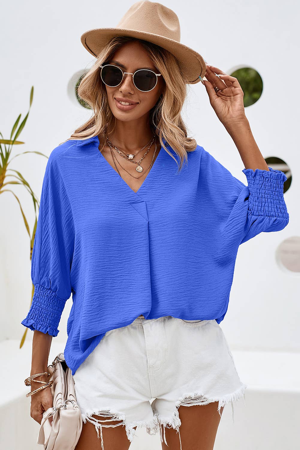 Smocked Sleeved Blouse