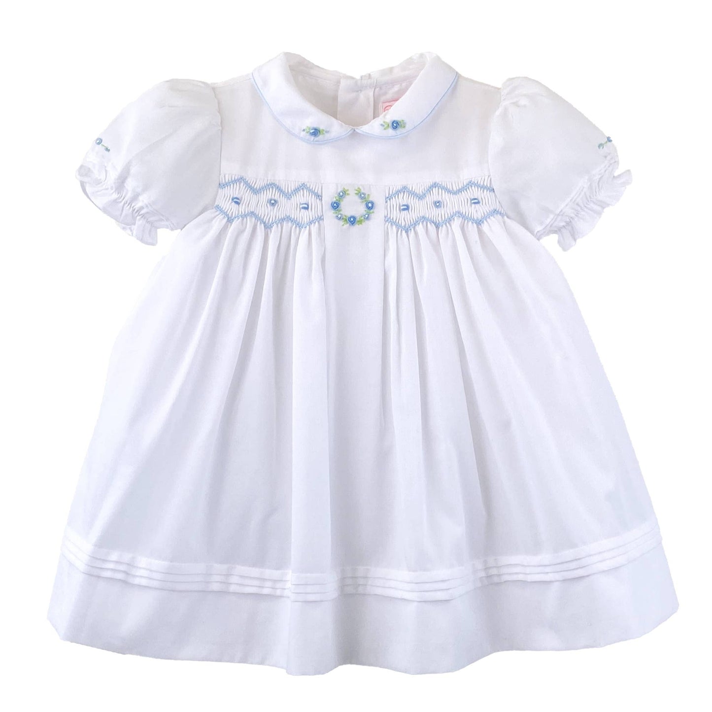 Flower Embroidered Smocked Dress