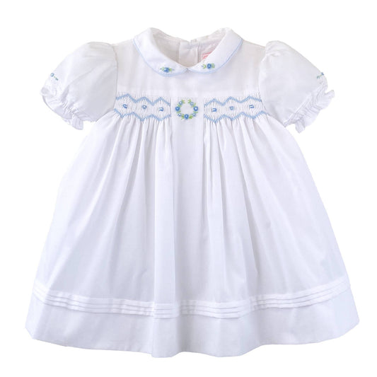 Flower Embroidered Smocked Dress