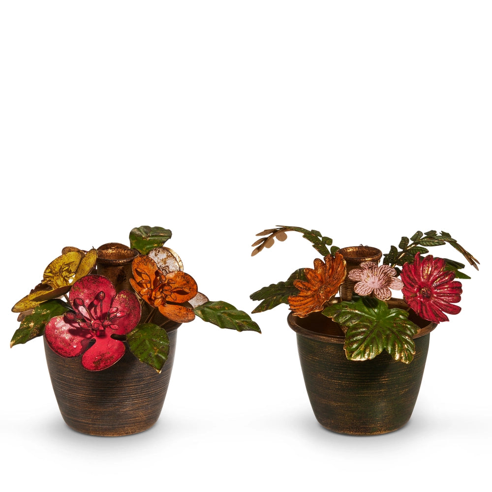Potted Floral Candle Holder