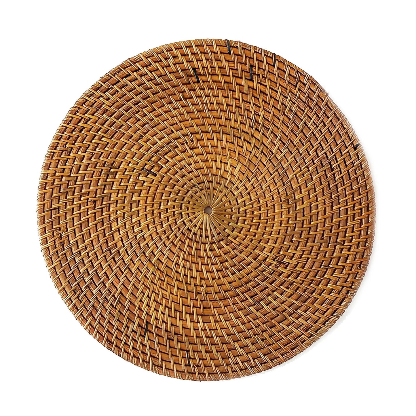 Round Rattan Placemat (Brown) Woven Wicker Straw Charger Mat