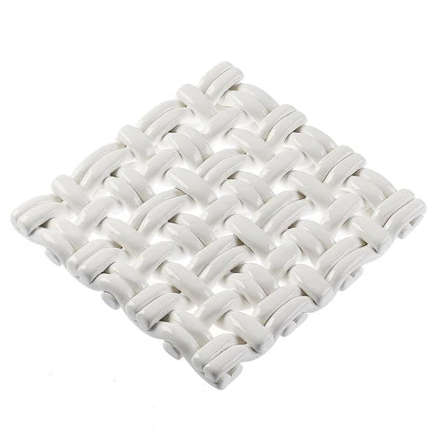 Skyros 6" Hand Woven Trivet - White