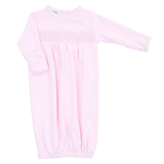 Essentials Solid Pink Smocked Gown