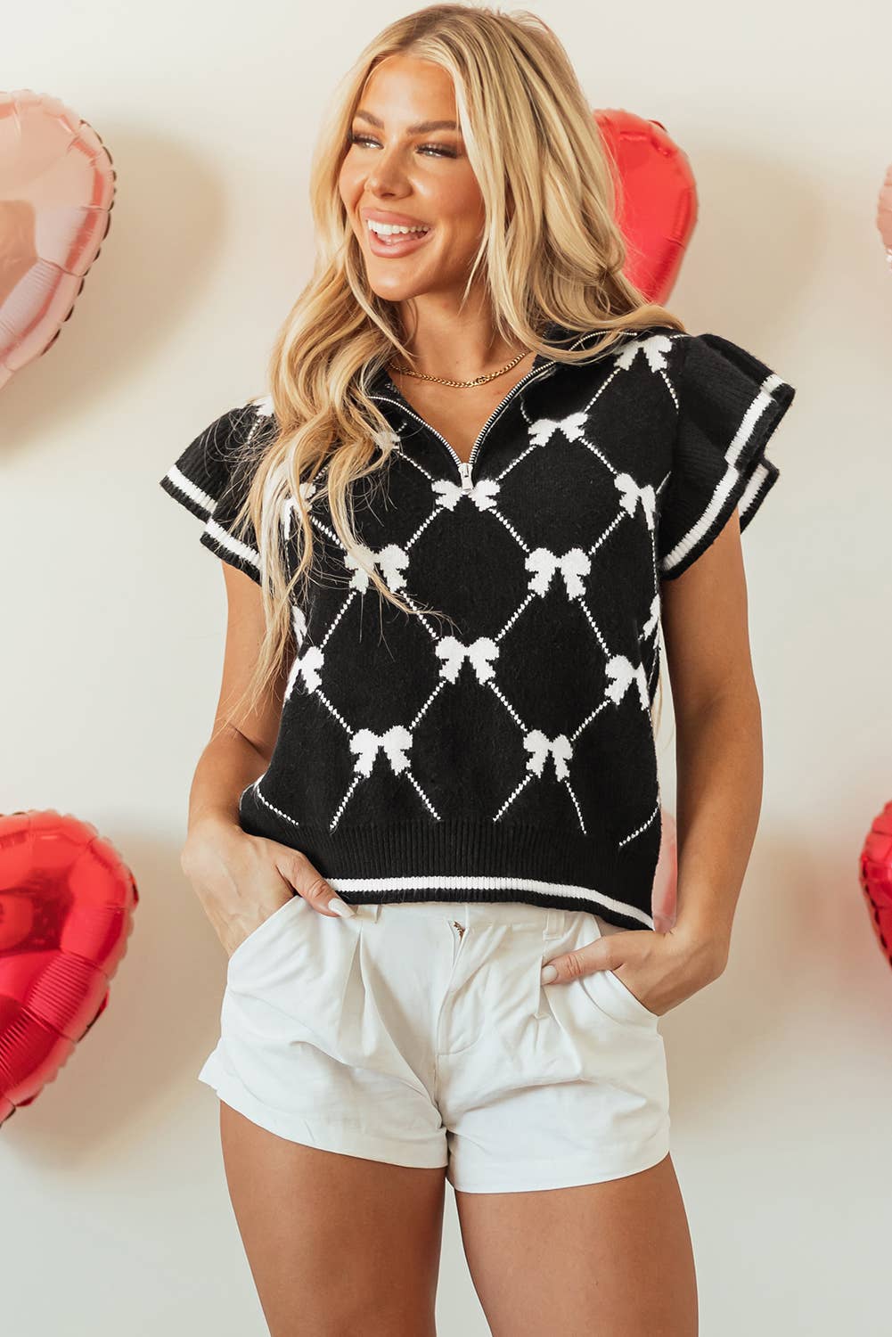 Bow Zipper Sweater