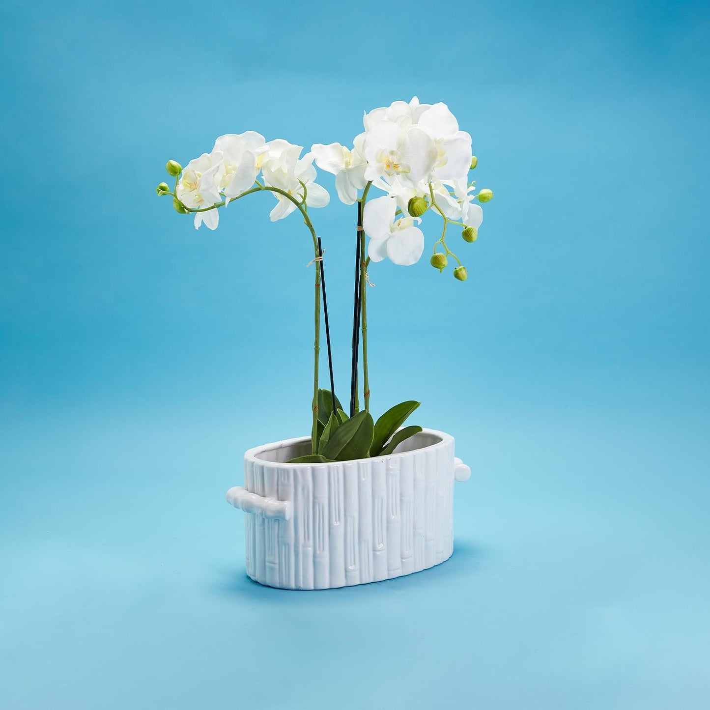 Faux Bamboo Oval Centerpiece with handles