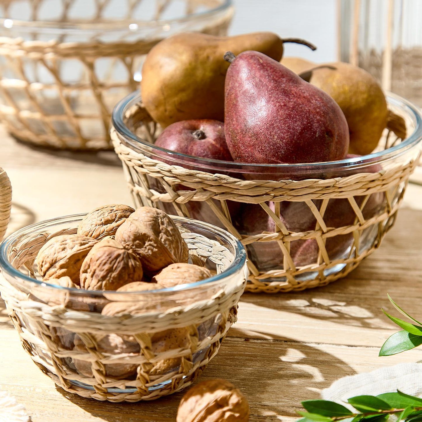 Island Chic Glass Bowls with Hand-Woven Lattice