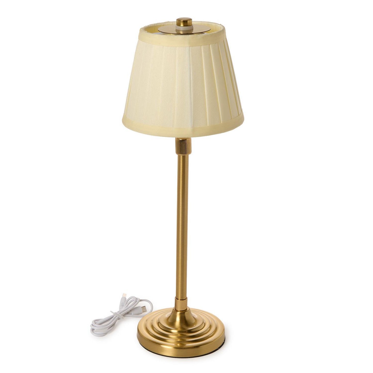 LED Portable Cordless Adjustable Table Lamp with Pleated Fabric Lamp Shade