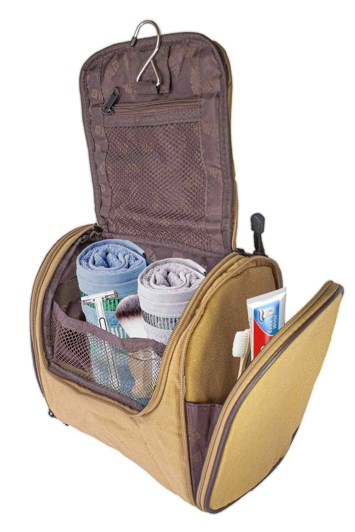 Georgia Bulldogs Men's Khaki Hanging Toiletry Bag.