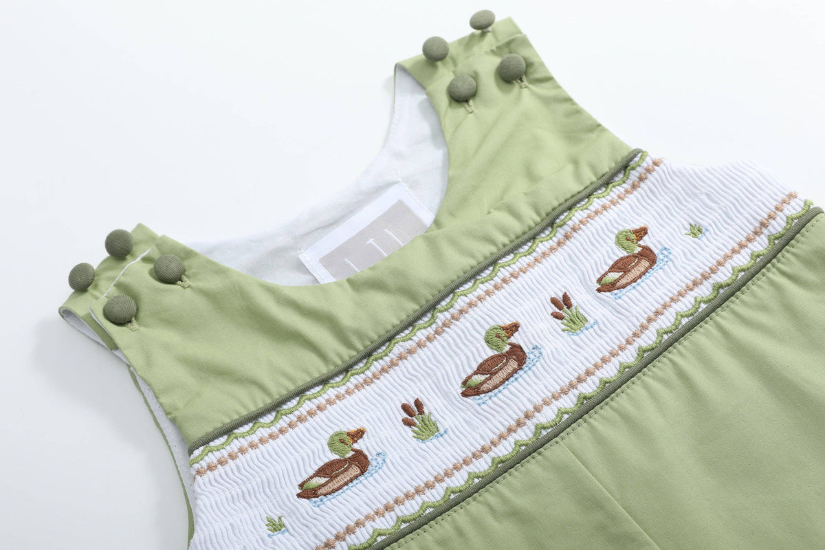 Pistachio Green Mallard Duck Smocked Longalls