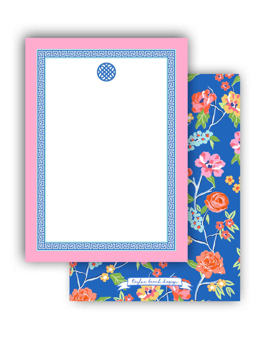 Conservatory Garden Flat Note Card, Indigo