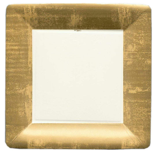 Gold Leaf Ivory Sq Dinner Plates Square