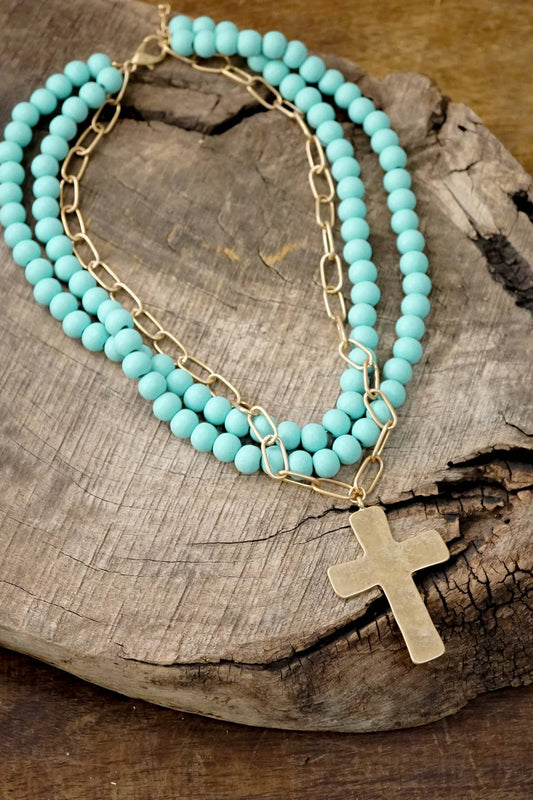 Multi Strand Statement Cross Necklace