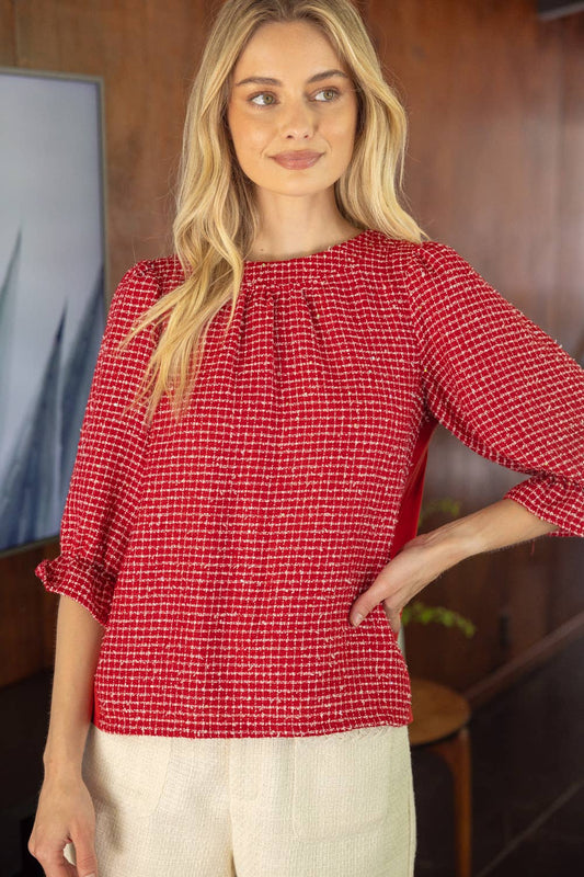 Red Tweed Top