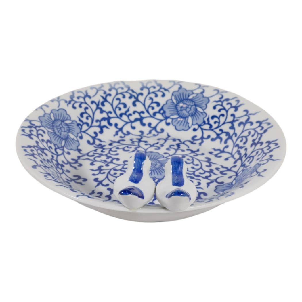 Ceramic Patterned Chinoiserie Bird Bath