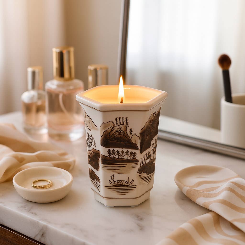 6 oz Brown Cermaic Sage & Eucalyptus Candle