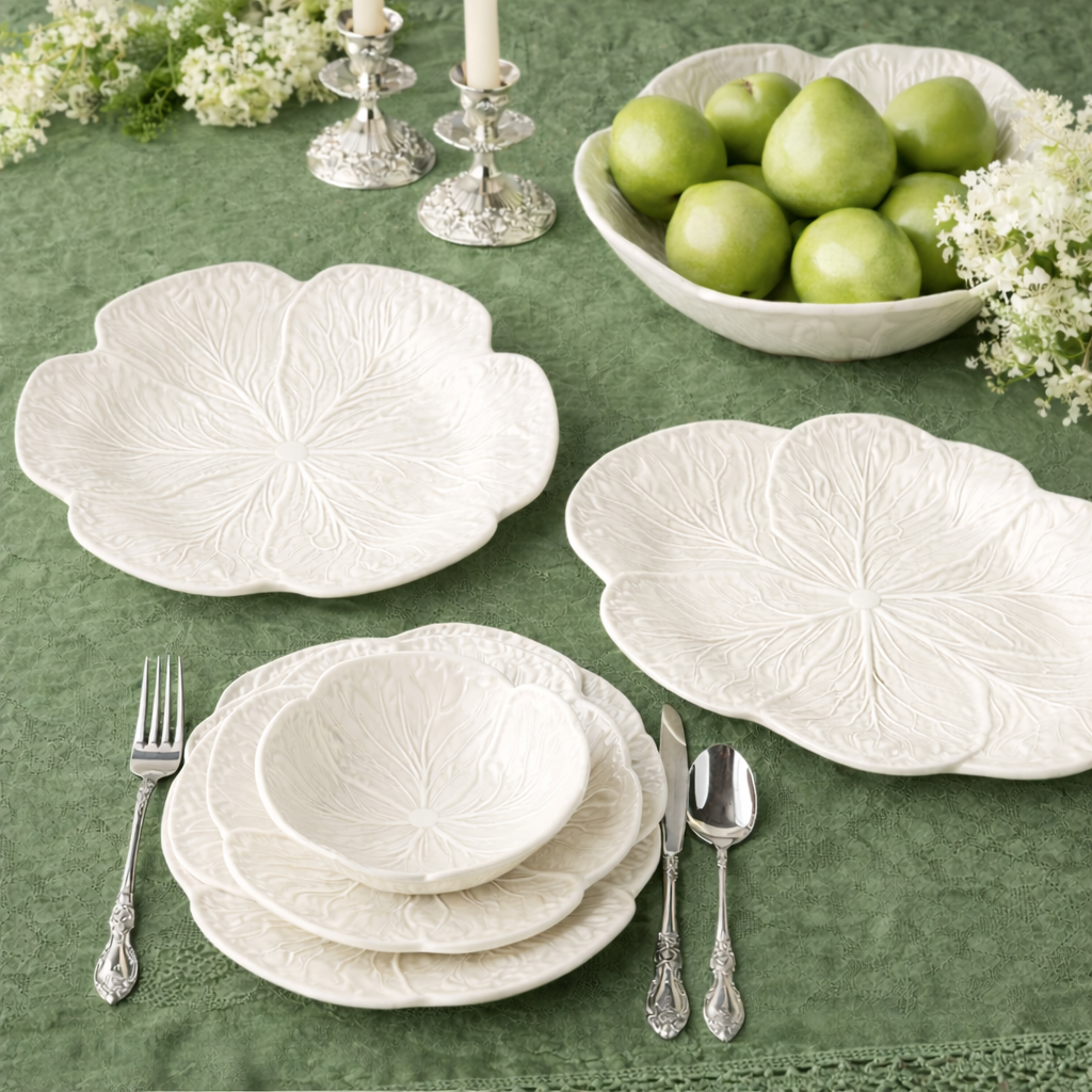 Le Jardin 13 in White Cabbage 3-D Round Platter