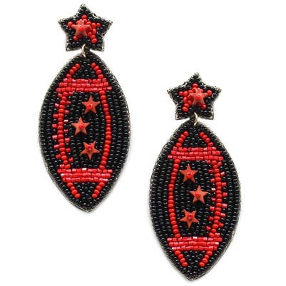 Red & Black Seed Beaded Gameday Earring