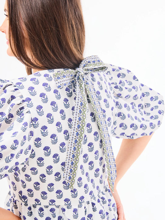 Nina Floral Foulard Navy Top