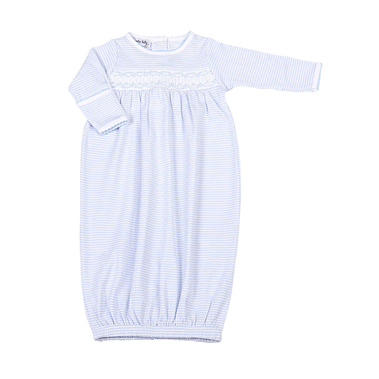 Mini Stripes Smocked Gown - Blue