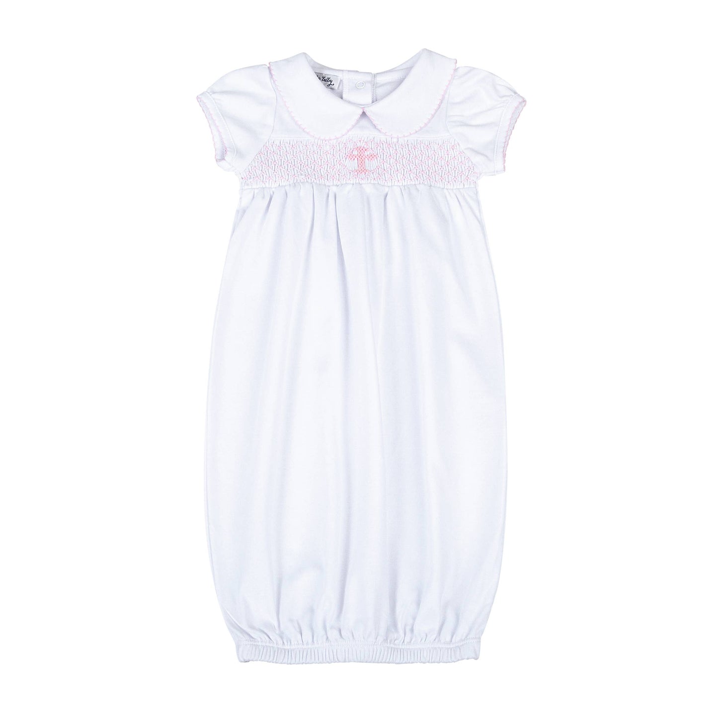 Blessed Smocked Collared S/S Gown - Pink